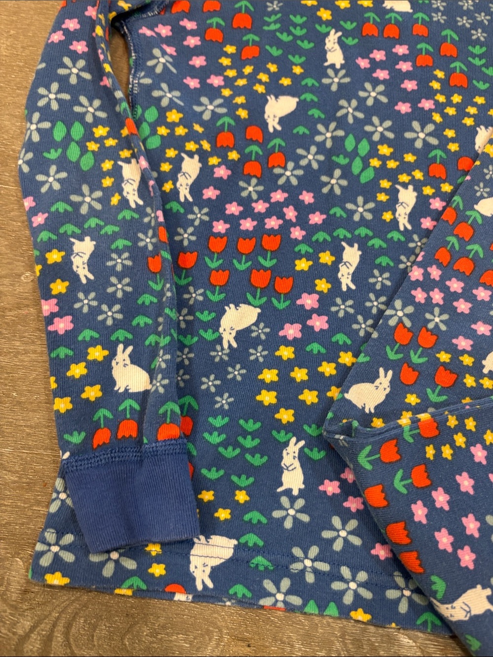 Hanna Andersson Navy Bunny & Floral Kids Pajama Set Spring Sz 6-7 - Picture 4 of 5
